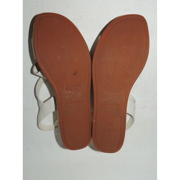 Clarks Kimmei Cork White Leather Platform Wedge Strappy‎ Sandals Sz. 9 - Picture 3 of 5